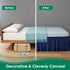 Biscaynebay Wrap Around Bed Skirts for Queen Beds, 15" Drop, Navy Adjustable Elastic Dust Ruffles, Machine Washable