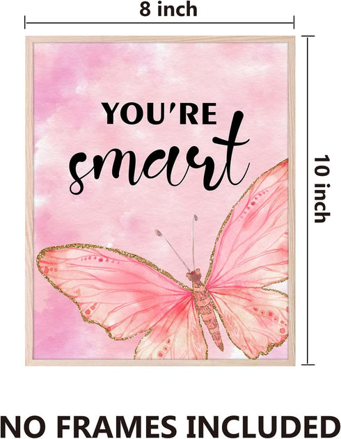 HOMANGA Wall Art Posters - Butterfly Wall Decor for Girls Room, 8X10 Inch, Unframed, Set of 6