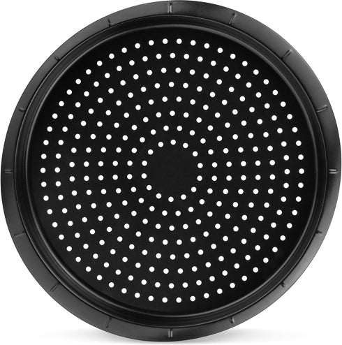 DecorRack 13 Inch Pan, 1 Inch Deep Perforated Pizza Tray, Non-Stick Coating, Carbon Steel Pan with Holes for Home Kitchen, Restaurant, Premium Oven Bakeware