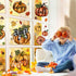 YUJUN 6 Sheets Thanksgiving Fall Window Clings, Pumpkin Maple Leaves Oil Painting Decals for Autumn Home Decor and