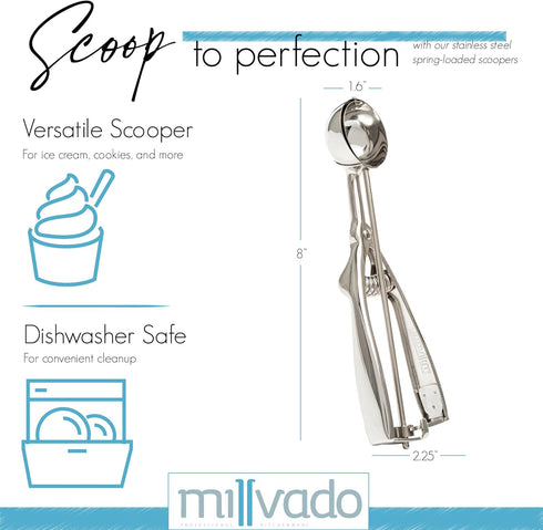 Stainless Steel Ice Cream and Cookie Scoop - Spring Loaded Lever Design for Sorbet, Melon, Meatballs, Muffins