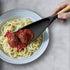 VOVOLY 11.4'' Black Silicone Cooking Spoon for Nonstick Cookware, Mixing, Scooping, and Scraping