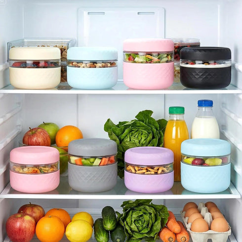 2 Pack 16 oz Glass Lunch Bowl Containers with Lids | Leak & Spill Proof, BPA-Free, Microwave & Dishwasher Safe
