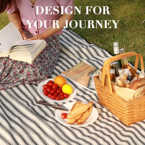 G GOOD GAIN Waterproof Picnic Blanket Portable with Carry Strap for Beach Mat or Family Outdoor Camping Party (Berry
