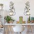 JUCONSIN Set 2, Wall Sconces Candle Holder of Antique White Leaf and Multi-Color Flower Branch Wall Mount Hanging Metal