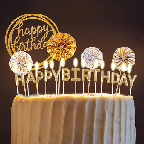 BEAN LIEVE Birthday Candles Set - Cake Topper Decoration with Confetti Balloon Stars and Cupcake Toppers, 12 Pieces