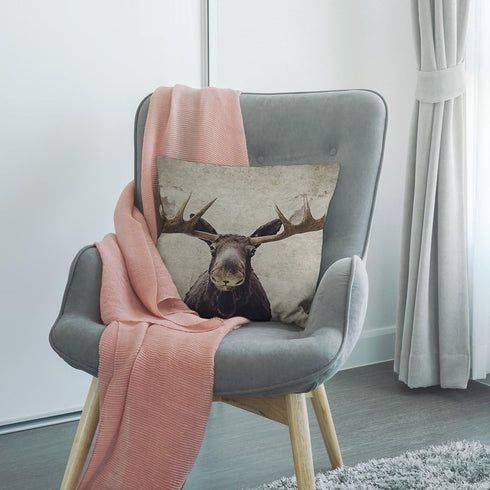 HGOD DESIGNS Moose Throw Pillow Case, Cotton Linen Square Cushion Cover for Home Decorative Sofa Armchair 18 x 18 inch