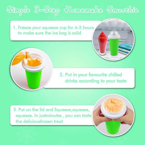 Slushie Maker Cup, Quick Frozen Smoothies Cup for Homemade Milk Shake and Ice Cream, Green