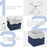 Cube Storage Baskets, 6 Pack 11x11 inch with Cotton Handles for Closet, Shelves, Clothes, Toys (White/Navy Blue)
