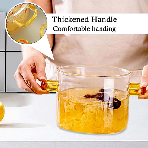 Clear Glass Simmer Pot with Lid, 1.5L 50oz Cooking Potpourri Cookware, Small Soup Pan for Stove Top
