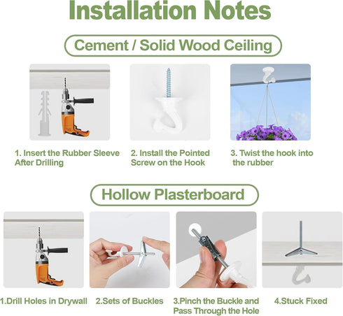 Aidoclip 6 pcs Ceiling Hooks for Hanging Plants,Hanging Hanging Lights Metal Small Hooks,Indoor Outdoor Wall Heavy Duty
