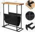 21-Inch MyGift Modern Narrow Living Room End Table with Solid Burnt Wood Tabletop and Black Metal Frame, Bedroom