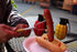 Caliber Gourmet Condiment Dispenser Set - Grenade Shape Squeeze Bottles for BBQ, Camping, Ketchup Mustard, Red & Yellow