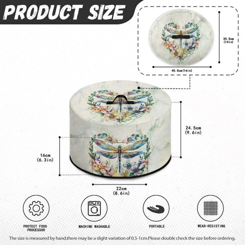 Dragonfly Floral Slow Cooker Dust Cover, Washable Appliance Cover for 6, 7, 8 Quart Oval Crock Pot