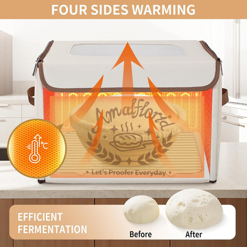 Amalflorid 68-131 99H 6-Layer Folding Bread Proofing Box, Dough Proofer with Temp Control & Timer, Proofing Box