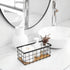 TIEYIPIN Black Metal Wire Storage Baskets with Wood Bottoms, Set of 2 Bathroom Organizer Bins, Includes 2 Bonus