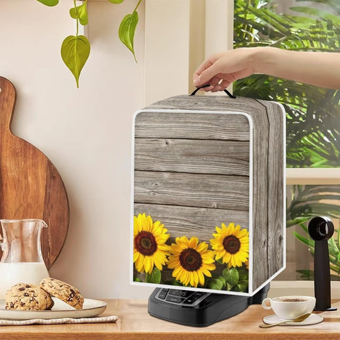 Sunflower Print Coffee Maker Cover, Blender Dust Cover, Juice Machine Protector for Kitchen Appliances with Top Handle