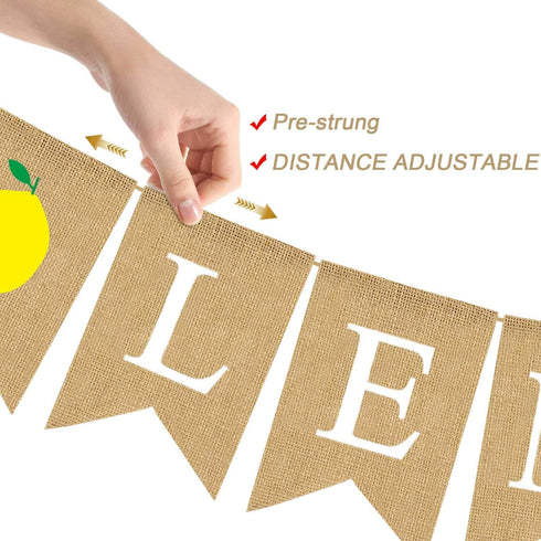 Jute Burlap Lemonade Banner - Rustic Summer Lemon Stand Party Decoration