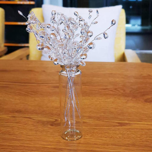 Fityle 50pcs Crystal Bud Branches Artificial Flower Twigs for Wedding Party Home Decor - White, 15cm