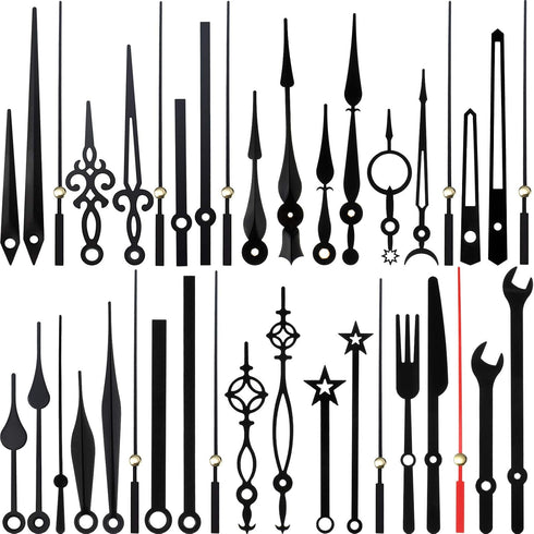 Mudder Black Clock Hands Replacement Kit - 14 Styles Non-Ticking Clock Movements, DIY Clock Parts