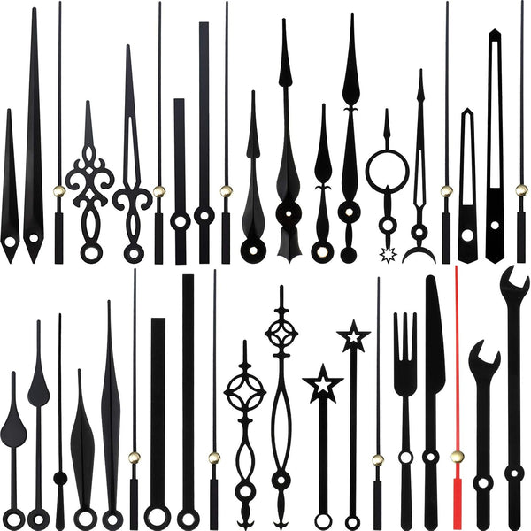 Mudder Black Clock Hands Replacement Kit - 14 Styles Non-Ticking Clock Movements, DIY Clock Parts