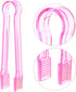 10 Pcs Plastic Buffet Serving Tongs, Clear Pink Mini Kitchen Tongs for Food, Ice, Salad, Barbecue, 6.3 Inches