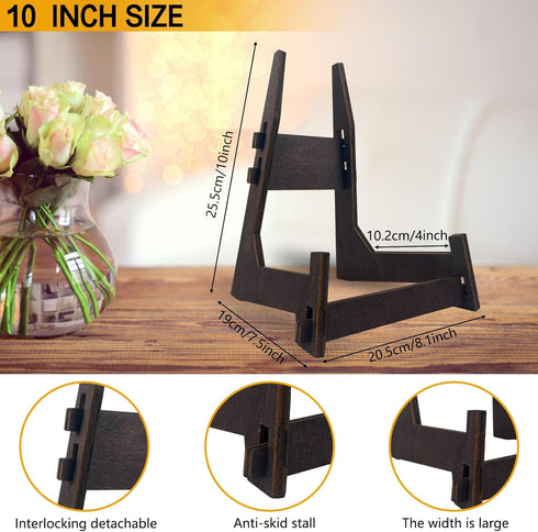 2 Pack 10 Inch Wooden Display Stands, Easel Stand for Decorative Picture Frames, Book Display