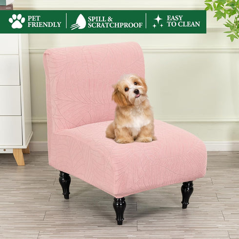 Armless Armless 2PCS) Accent Chair Cover Stretch Leaf Jacquard Chair Covers for Living Room Slipper Chair Slipcover