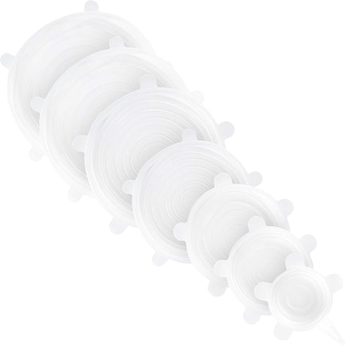 Modfamily Silicone Stretch Lids (7 Pack) - Reusable, Durable & Expandable for Many Container Sizes, Dishwasher Safe