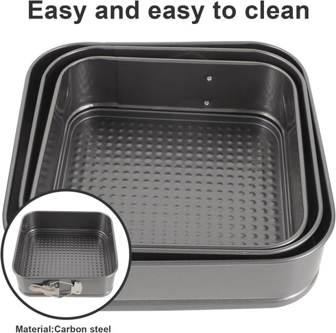 ULTNICE 3PC Non Stick Baking Pan Set, Deep Baking Pans for Cake, Loaf, Square, Muffin Molds Baking Supplies