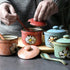 VanEnjoy Retro Hand Painted Flower Ceramic Round Sugar Bowl, Porcelain Spice Container with Spoon