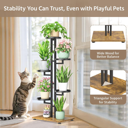 5 LASZOLA Black Tiered Plant Stand Indoors Heavy Duty Metal Rack, Sturdy Multi Level Shleving Hold Flowers, Larger