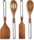Wooden Utensils for Cooking - Acacia Wood, Modern Design, Scratch-Resistant Stainless-Steel Handles