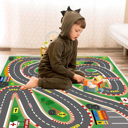 47"x71" Kids Rug Play Mat Soft & Non-Slip Car Rugs City Map Play MatCar Rugs for Kids Toy Cars Race Track for Classroom