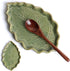 Ceramic Spoon Rest for Stove Top, Cute Green Leaf Shaped Spoon Holder for Kitchen Countertop, Cooking Utensil Rest