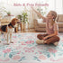 3x5 3' 5') Collive Nursery Rug, Boho Pink Floral Area Rugs Machine Washable, Soft Ultra-Thin Bow Carpet Non Slip