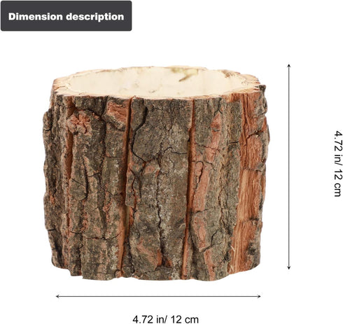Yardwe Wooden Flower Pot - 3PCS Bark Vase Rustic Country Style Flower Planter, 10x10x10cm