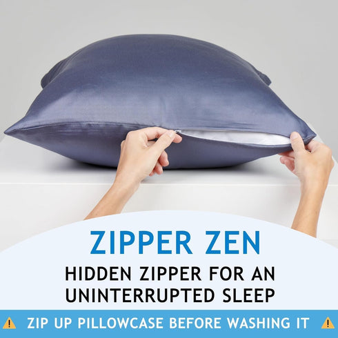 Zippered Pillowcases - Queen Size 30x20, 100% Viscose Derived from Bamboo, 2 PK, White, Cooling Pillow Cases