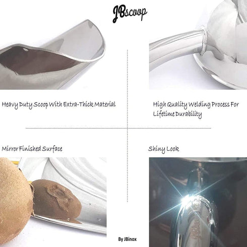Stainless Steel Ice Scoop with Drain Holes - Heavy Duty, Dishwasher Safe, 6 Ounce Capacity to Reduce Dilution