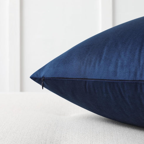 Mixhug Set of 2 Cozy Velvet Square Decorative Throw Pillow Covers, Navy Blue, 18 x 18 Inches for Couch and Bed