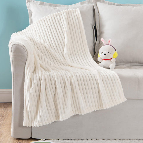 MIULEE Super Soft Baby Throw Blanket, Lightweight Fleece Warm Plush Cozy Bed Blanket 30"x40", Stripe Pattern, Cream