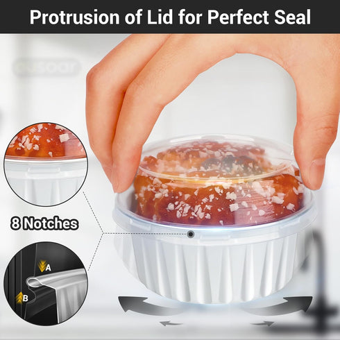 EUSOAR Cupcake Cups with Lids, 5oz 50pcs Disposable Baking Cups for Desserts, Flan, Catering (White)