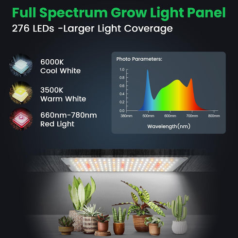 276 (6/12/16H), 3 5 Dimmable 24W (2 Garpsen Grow Lights - LED Full Spectrum Plant Light with Auto Timer Color Modes