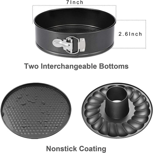 7 Inch Springform and Bundt Pans, Non-stick Cheesecake and Ice-Cream Cake Bakeware,Carbon Steel Tube Pan 2 in 1 with Removable Bottom and Quick-Release Latch for 5,6,8 QT Instant Pot Gray by Blingtime