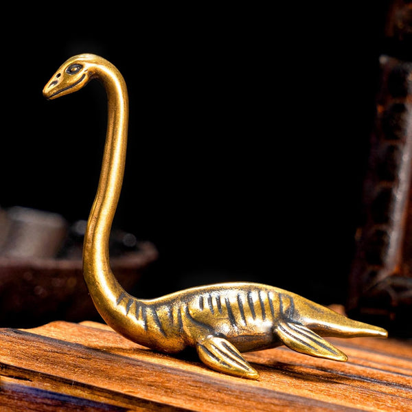 CHOVY 1PC Solid Brass Loch Ness Monster Figurine - Enigmatic Home Decor,
