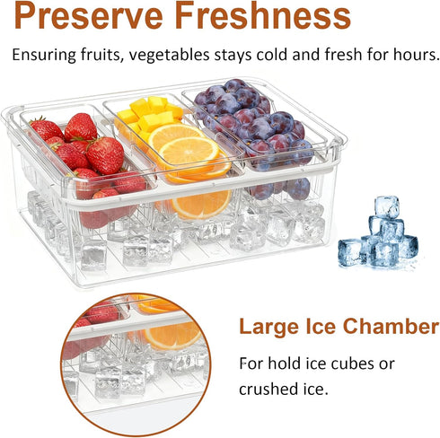 Counter, Bread Box with Ice Chilled Condiment Caddy, Portable Airtight Storage Container with Lid Handle for Kitchen