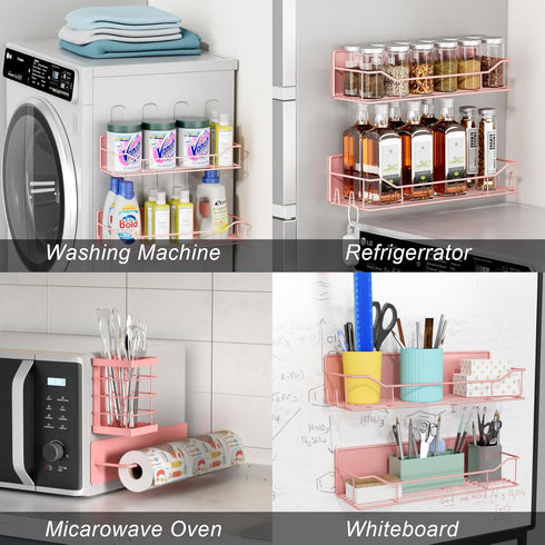 IYEBAU Refrigerator,8 Pack Set Magnetic Spice Rack for Magnetic Fridge Shelf, Moveable Spice Organizer with Hook Rack