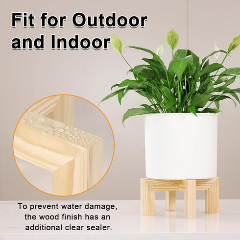 5-12 Inch Vigordream Plant Stand, Indoor/Outdoor Wood Plant Holder, Single Flower Pot Stand, Sturdy Planter Stands, Fit