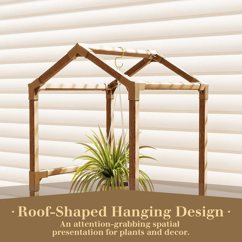 6 Bamworld Roof Shaped Plant Stand Indoor Outdoor Tier Tall Large Wood Plant Shelf Multi Tier Flower Stands Garden