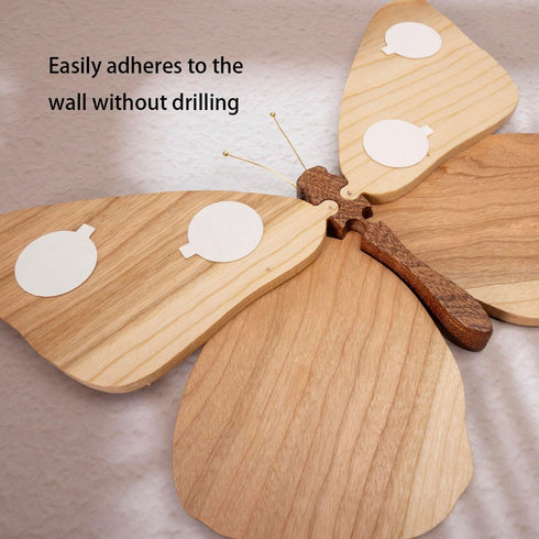 Telinego 2 Pack Handmade Wooden Butterfly Wall Art Hanging Decor Butterflies Wall Art Hanging Sculpture for Bedroom